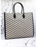 (PROMO) (LIKE NEW) MICHAEL KORS MIRELLA LARGE STRIPED TOTE BAG IN BLACK AND WHITE JACQUARD WITH CALFSKIN LEATHER