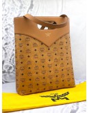 (PROMO) (UNUSED) MCM DIAMOND TOTE BAG IN BROWN VISETOS LEATHER WITH CALFSKIN LEATHER