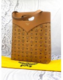 (PROMO) (UNUSED) MCM DIAMOND TOTE BAG IN BROWN VISETOS LEATHER WITH CALFSKIN LEATHER
