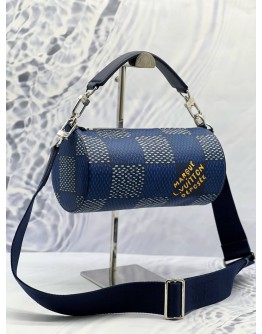 (LIKE NEW) LOUIS VUITTON SOFT POLOCHON PM CROSSBODY BAG IN BLUE DAMIER HERITAGE CANVAS