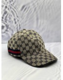 GUCCI BASEBALL CAP SIZE M IN BEIGE AND BLUE GG CANVAS WITH BLUE AND RED WEB STRIPE