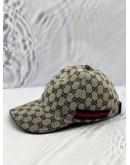 GUCCI BASEBALL CAP SIZE M IN BEIGE AND BLUE GG CANVAS WITH BLUE AND RED WEB STRIPE