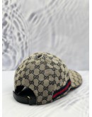 GUCCI BASEBALL CAP SIZE M IN BEIGE AND BLUE GG CANVAS WITH BLUE AND RED WEB STRIPE