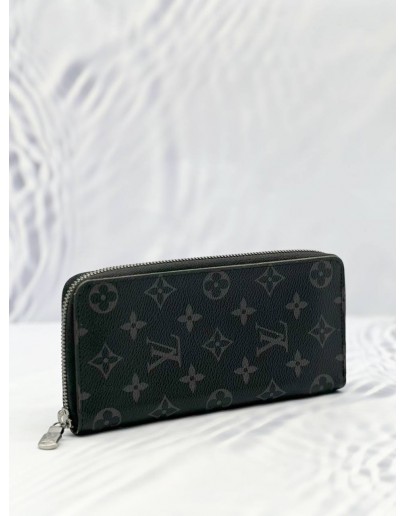 LOUIS VUITTON ZIPPY VERTICAL LONG WALLET IN BLACK MONOGRAM ECLIPSE CANVAS 