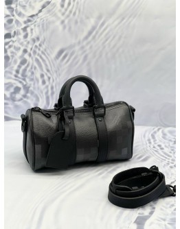 (LIKE NEW) LOUIS VUITTON KEEPALL BANDOULIERE 25 IN BLACK DAMOFLAGE CANVAS 