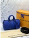 (LIKE NEW) LOUIS VUITTON KEEPALL BANDOULIERE 25 IN RACING BLUE MONOGRAM TAURILLON LEATHER -FULL SET-