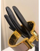 (LIKE NEW) HERMES CLIC CLAC H BRACELET IN YELLOW GOLD PLATED WITH MARRON GLACE ENAMEL