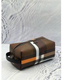 (LIKE NEW) BURBERRY TRAVEL POUCH IN BROWN MULTICOLOR CHECK CANVAS