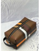 (LIKE NEW) BURBERRY TRAVEL POUCH IN BROWN MULTICOLOR CHECK CANVAS