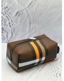 (LIKE NEW) BURBERRY TRAVEL POUCH IN BROWN MULTICOLOR CHECK CANVAS