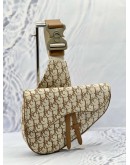 (LIKE NEW) CHRISTIAN DIOR X CACTUS JACK SADDLE BAG IN BEIGE WITH BROWN OBLIQUE JACQUARD