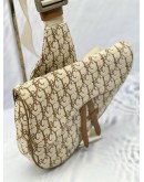 (LIKE NEW) CHRISTIAN DIOR X CACTUS JACK SADDLE BAG IN BEIGE WITH BROWN OBLIQUE JACQUARD