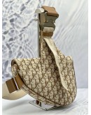 (LIKE NEW) CHRISTIAN DIOR X CACTUS JACK SADDLE BAG IN BEIGE WITH BROWN OBLIQUE JACQUARD
