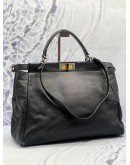 FENDI PEEKABOO LARGE TOP HANDLE BAG IN BLACK LEATHER