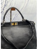 FENDI PEEKABOO LARGE TOP HANDLE BAG IN BLACK LEATHER