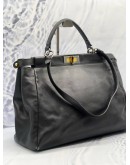 FENDI PEEKABOO LARGE TOP HANDLE BAG IN BLACK LEATHER
