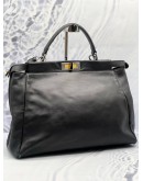 FENDI PEEKABOO LARGE TOP HANDLE BAG IN BLACK LEATHER