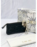 (LIKE NEW) CHRISTIAN DIOR KEY POUCH IN BLACK CANNAGE LAMBSKIN LEATHER -FULL SET-