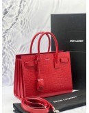 (LIKE NEW) YSL SAINT LAURENT SAC DE JOUR IN RED CROCODILE EMBOSSED LEATHER -FULL SET- 