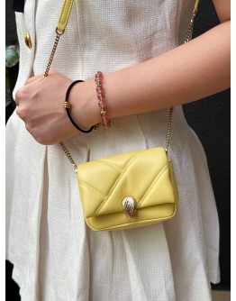 (LIKE NEW) BVLGARI SERPENTI CABOCHON MICRO CROSSBODY BAG IN YELLOW LEATHER