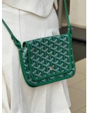 (LIKE NEW) GOYARD PLUMET POCKET WALLET CROSSBODY BAG IN GREEN GOYARDINE CANVAS WITH CHEVROCHES CALFSKIN LEATHER