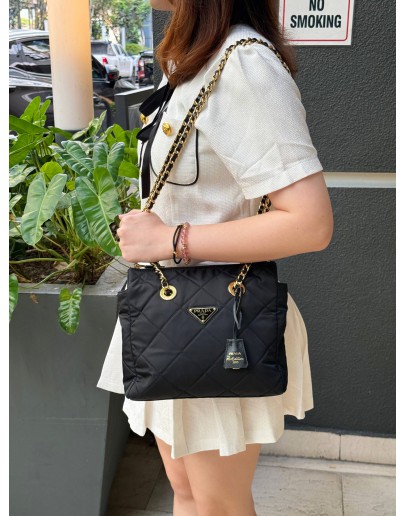 (LIKE NEW) PRADA RE-EDITION 1995 CHAINE RE-NYLON SHOULDER BAG IN BLACK NYLON