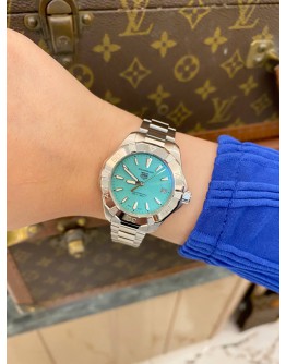 (UNUSED) 2025 TAG HEUER AQUARACER LADY PROFESSIONAL 200 SOLARGRAPH REF WBP1315 POLAR BLUE DIAL 34MM QUARTZ WATCH -FULL SET-