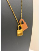 (PROMO) (LIKE NEW) HERMES O’KELLY NECKLACE IN GOLD PLATED WITH BROWN LEATHER -FULL SET-