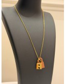 (PROMO) (LIKE NEW) HERMES O’KELLY NECKLACE IN GOLD PLATED WITH BROWN LEATHER -FULL SET-