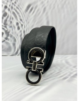 (LIKE NEW) SALVATORE FERRAGAMO GANCINI BELT SIZE 98 CM IN BLACK LEATHER