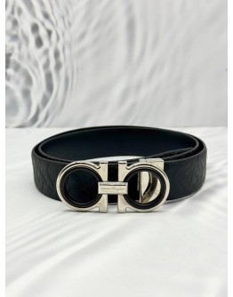 (LIKE NEW) SALVATORE FERRAGAMO GANCINI BELT SIZE 98 CM IN BLACK LEATHER