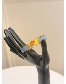 (LIKE NEW) HERMES CLIC H BRACELET IN YELLOW GOLD PLATED WITH BLEU ORAGE ENAMEL