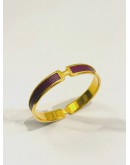 (LIKE NEW) HERMES OLYMPE BRACELET IN GOLD PLATED WITH ANEMONE CHAMKILA GOATSKIN LEATHER