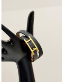 (LIKE NEW) HERMES BEHAPI DOUBLE TOUR BRACELET IN NOIR CHAMONIX WITH FAUVE TADELAKT CALFSKIN LEATHER AND GOLD PLATED