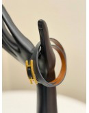 (LIKE NEW) HERMES BEHAPI DOUBLE TOUR BRACELET IN NOIR CHAMONIX WITH FAUVE TADELAKT CALFSKIN LEATHER AND GOLD PLATED