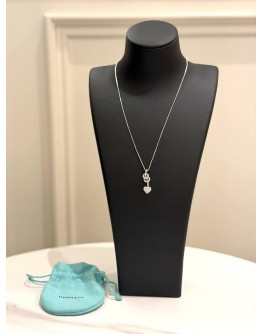 (UNUSED) TIFFANY & CO. HEART KEY DIAMOND NECKLACE IN 18K 750 WHITE GOLD WITH DIAMOND