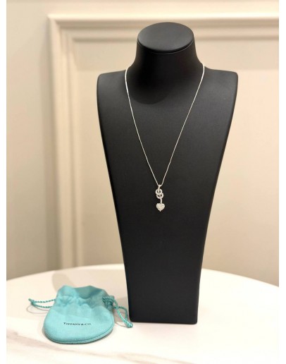 (UNUSED) TIFFANY & CO. HEART KEY DIAMOND NECKLACE IN 18K 750 WHITE GOLD WITH DIAMOND