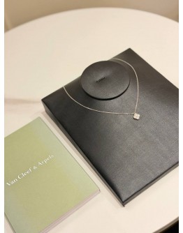 (UNUSED) 2024 VCA VAN CLEEF & ARPELS SWEET ALHAMBRA NECKLACE IN 18K 750 WHITE GOLD WITH DIAMOND -FULL SET-