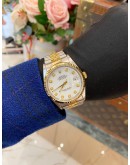 ROLEX DATEJUST 36 HALF 18K 750 YELLOW GOLD JUBILEE REF 16233 WHITE DIAMOND DIAL 36MM AUTOMATIC WATCH