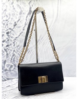 FURLA 1927 CROSSBODY BAG IN BLACK LEATHER