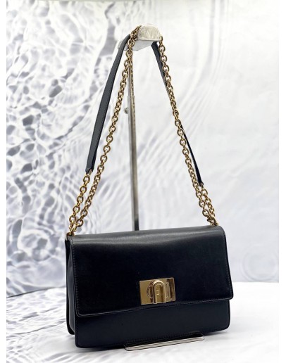 FURLA 1927 CROSSBODY BAG IN BLACK LEATHER