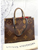 (LIKE NEW) LOUIS VUITTON ON THE GO GM IN BROWN MONOGRAM REVERSE CANVAS -FULL SET-