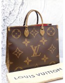 (LIKE NEW) LOUIS VUITTON ON THE GO GM IN BROWN MONOGRAM REVERSE CANVAS -FULL SET-