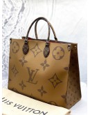 (LIKE NEW) LOUIS VUITTON ON THE GO GM IN BROWN MONOGRAM REVERSE CANVAS -FULL SET-