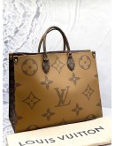 (LIKE NEW) LOUIS VUITTON ON THE GO GM IN BROWN MONOGRAM REVERSE CANVAS -FULL SET-