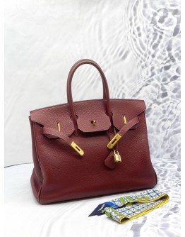 HERMES BIRKIN 35 IN ROUGE H TOGO LEATHER
