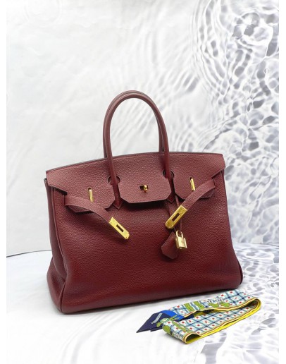 HERMES BIRKIN 35 IN ROUGE H TOGO LEATHER