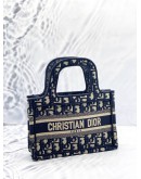 (LIKE NEW) CHRISTIAN DIOR MINI DIOR BOOK TOTE BAG IN BLUE DIOR OBLIQUE EMBROIDERY 