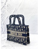 (LIKE NEW) CHRISTIAN DIOR MINI DIOR BOOK TOTE BAG IN BLUE DIOR OBLIQUE EMBROIDERY 