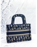 (LIKE NEW) CHRISTIAN DIOR MINI DIOR BOOK TOTE BAG IN BLUE DIOR OBLIQUE EMBROIDERY 